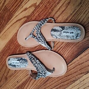 Not Rated iridescent crystal/snakeskin sandals